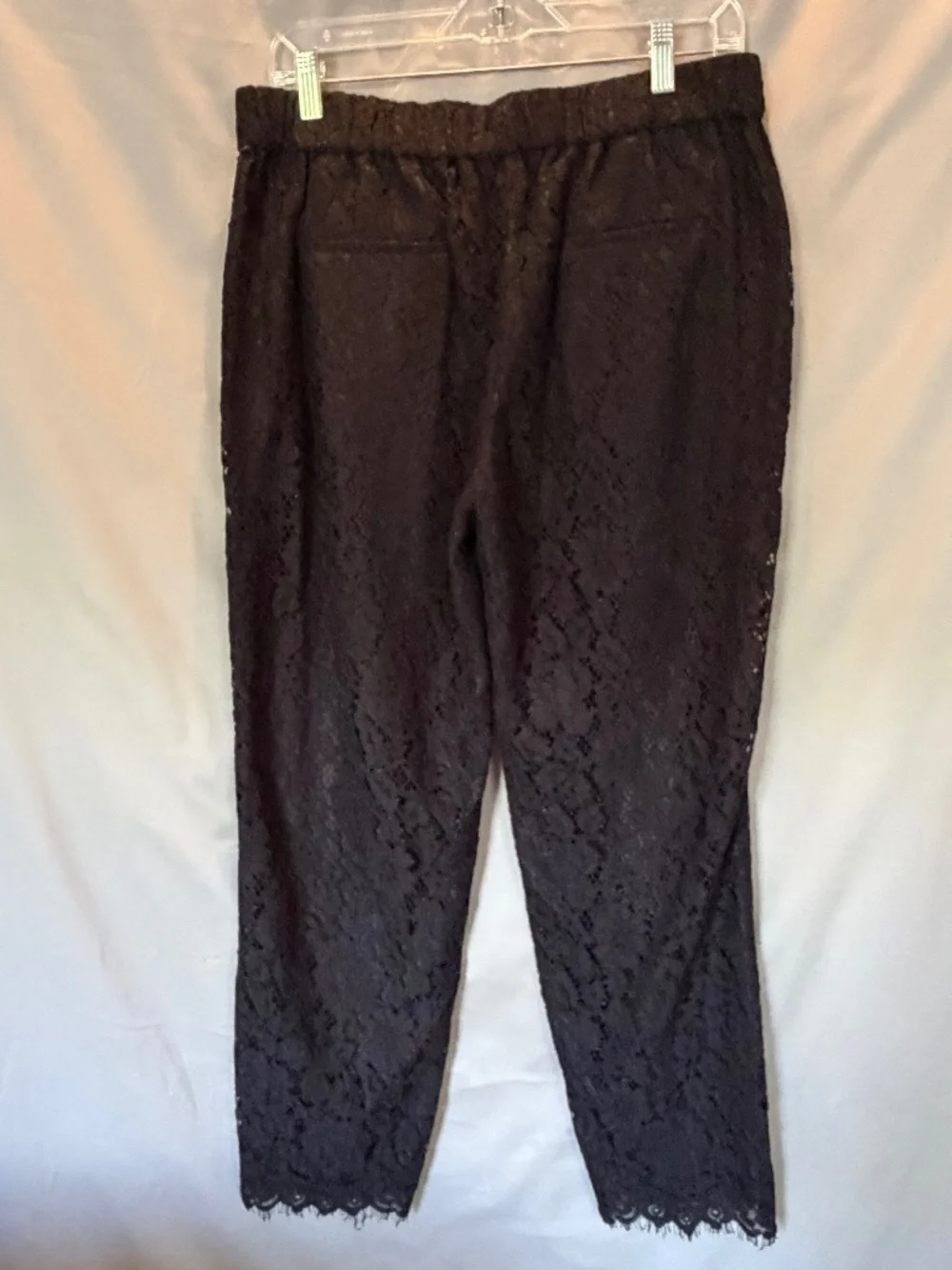 J.Crew Floral Lace Pull-On Easy Pants in Black Lace with lining, Size 10T (NWT)